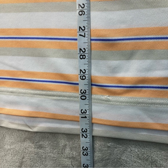 Footjoy Orange White Grey Striped Polo Shirt Golf Men's Sz L - Picture 9 of 10